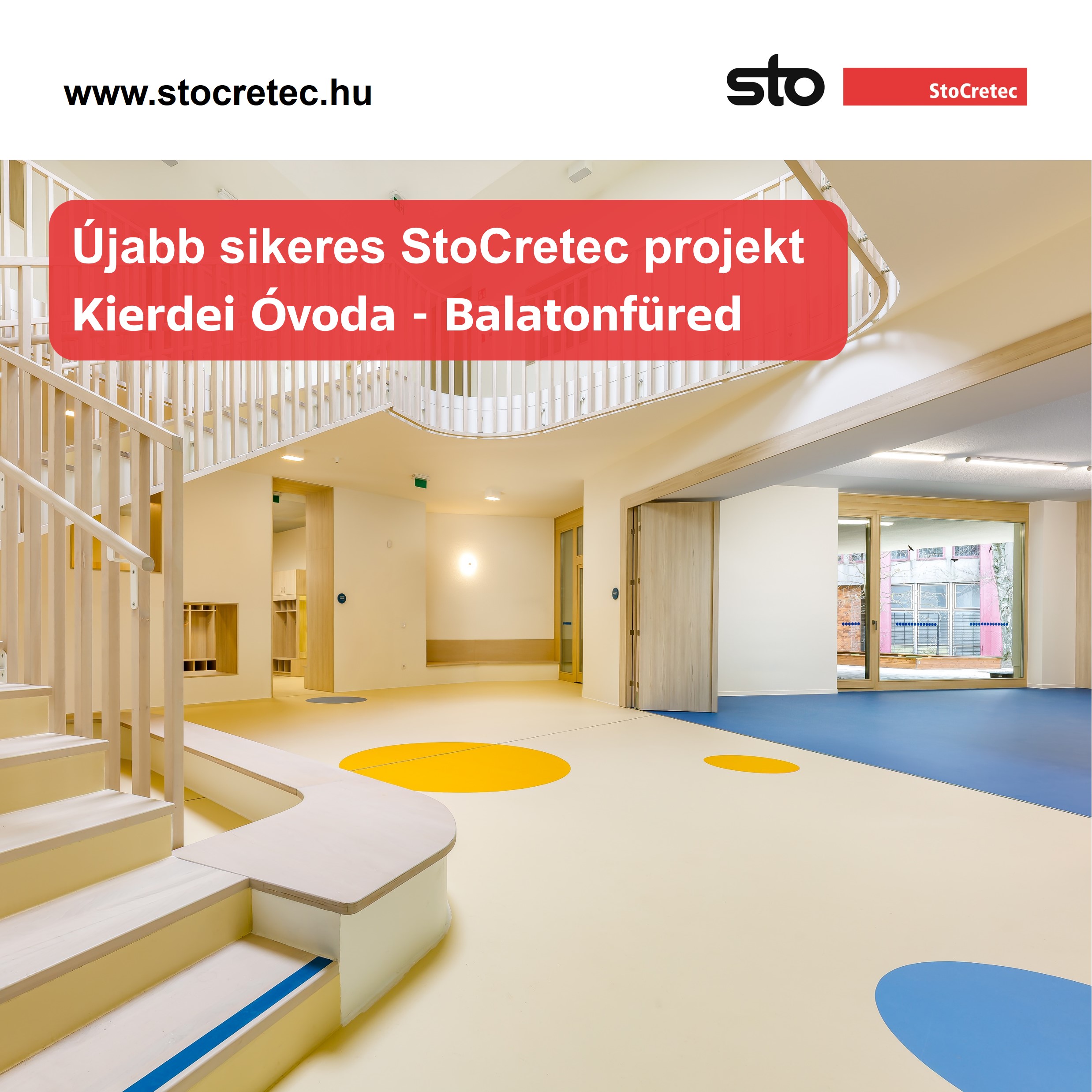 Új StoCretec referenciaprojekt: színes, komfortpadló a balatonfüredi Kiserdei Óvodában